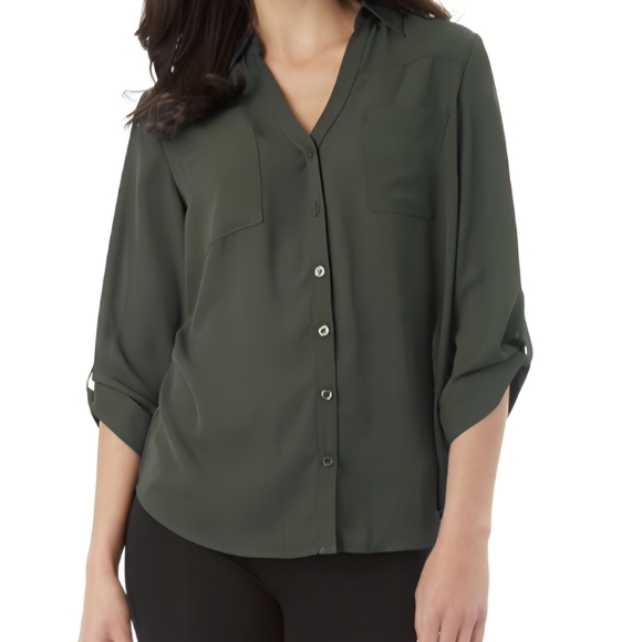 Iz Byer Tops - Iz Byer Dark Green Button-Down Shirt